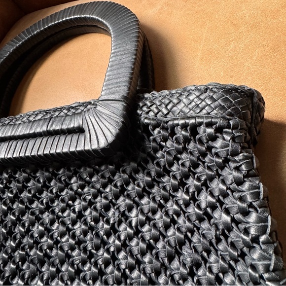 Genuine soft Leather woven black bohemian bag designer handmade vintage vibes - Picture 12 of 17